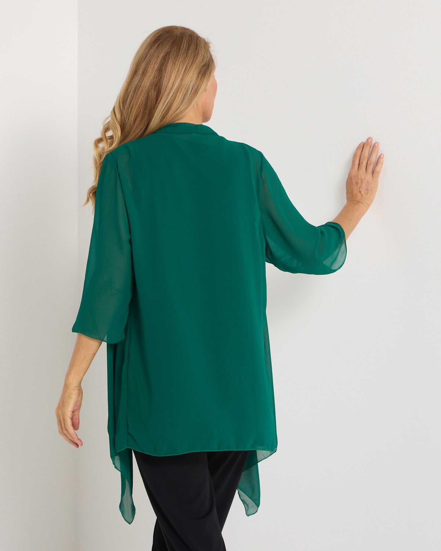Bianca Chiffon Waterfall Jacket - Emerald