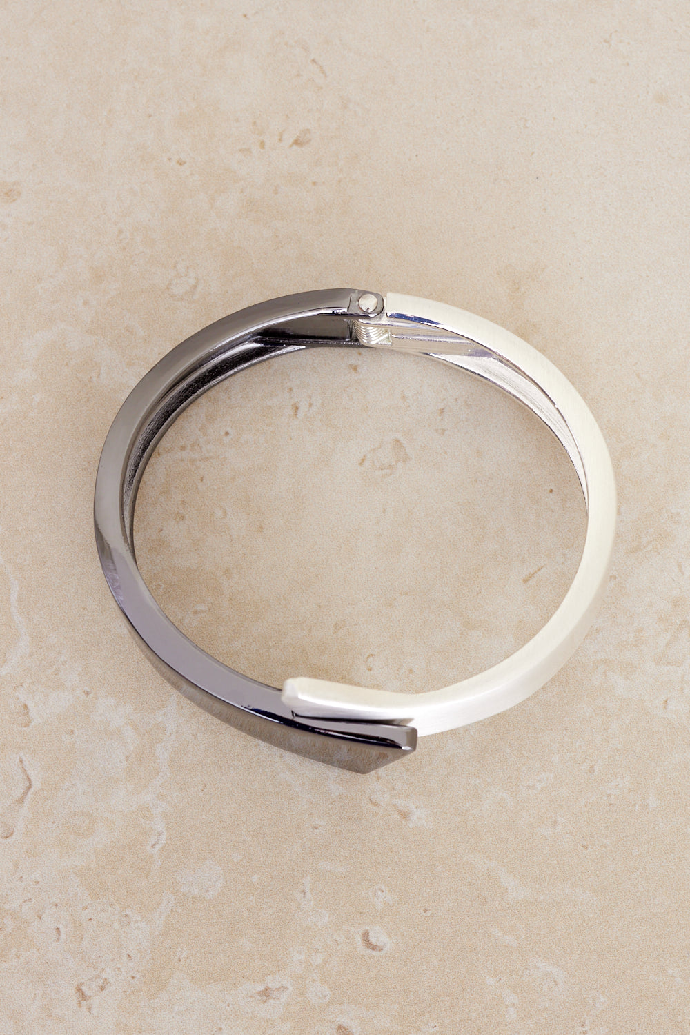 Geometric Cuff Bangle - Gunmetal/Silver