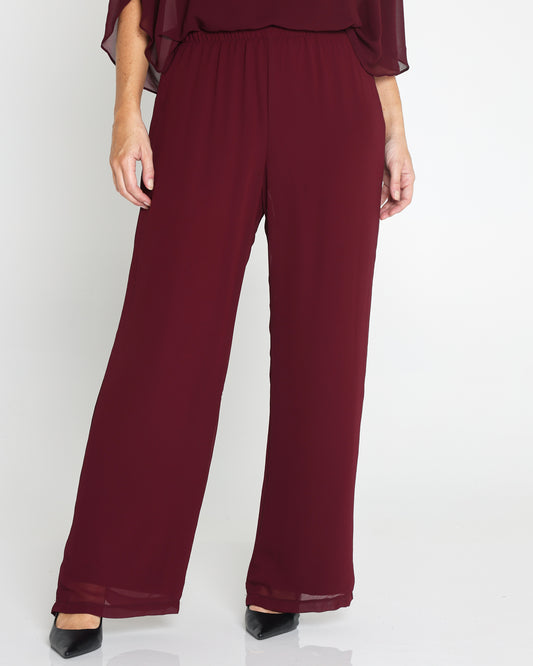 Rendezvous Chiffon Pants - Burgundy