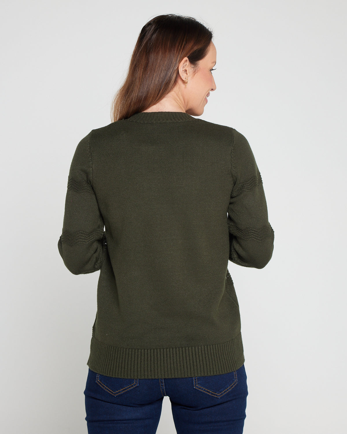 Robbie Rhinestone Knit Jumper - Khaki
