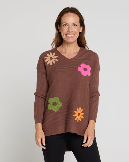 Maeve Knit Jumper - Brown Floral