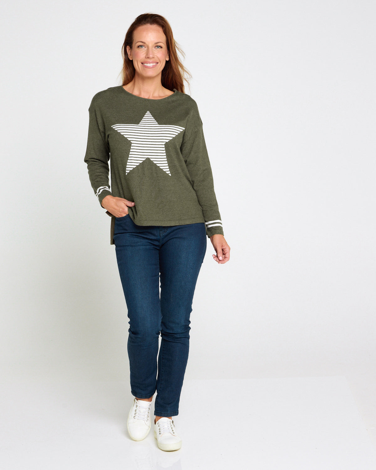 Jenna Knit Top - Khaki Star
