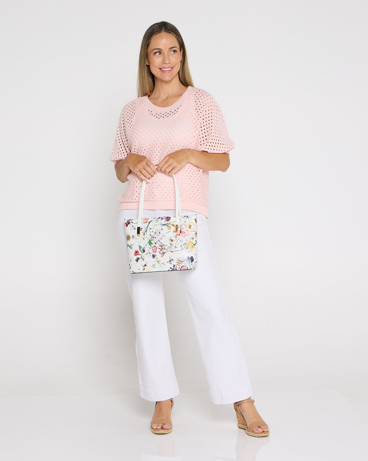 Midnight Garden Petite Tote – White Floral