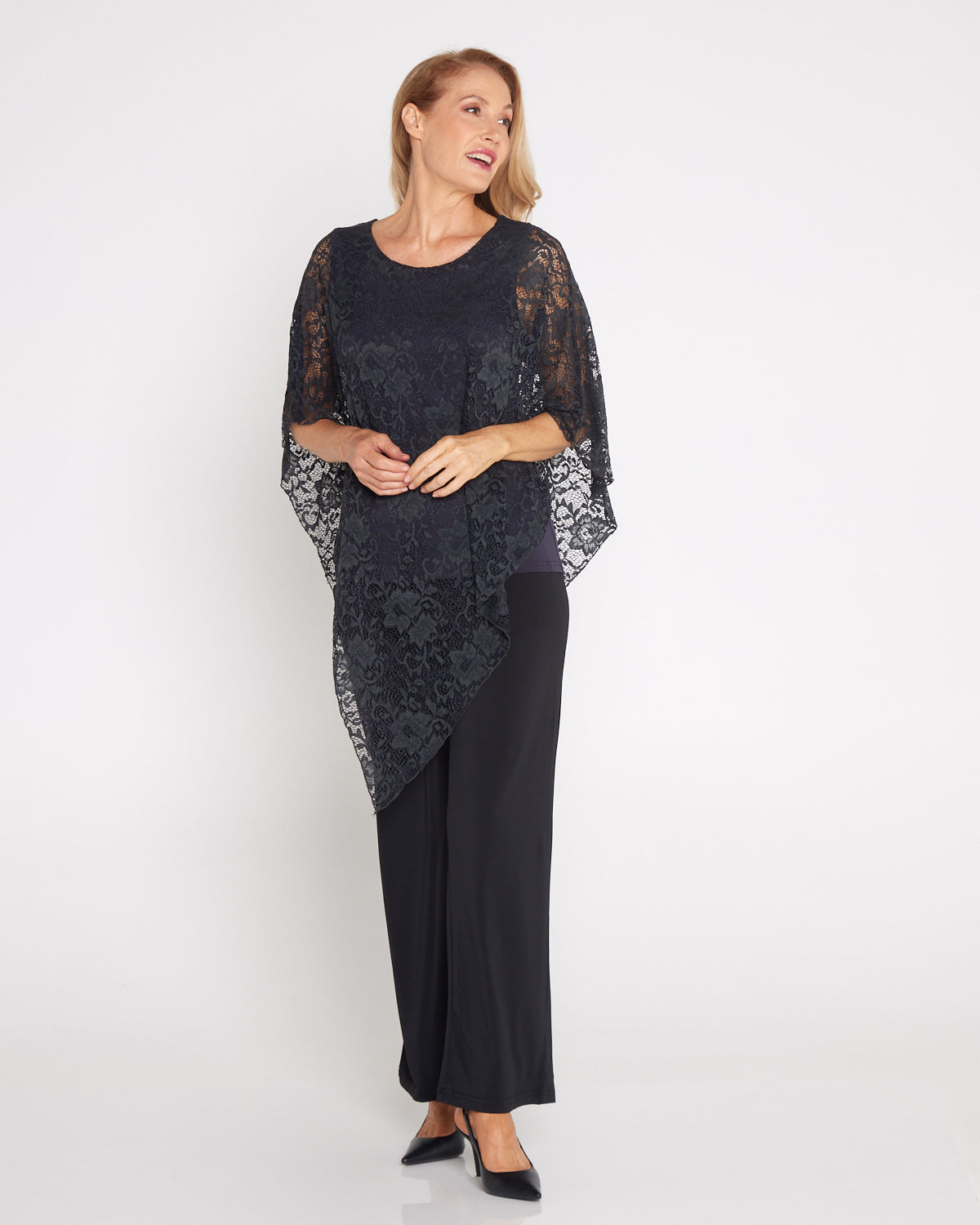 Eliza Lace Overlay Top - Onyx
