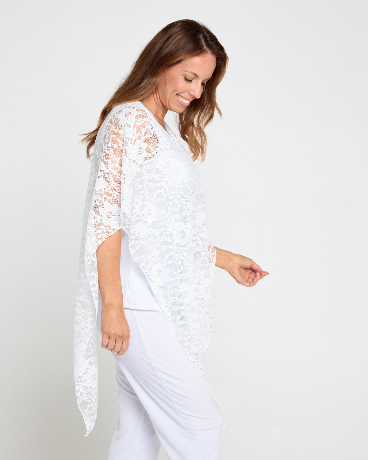 Eliza Lace Overlay Top - White