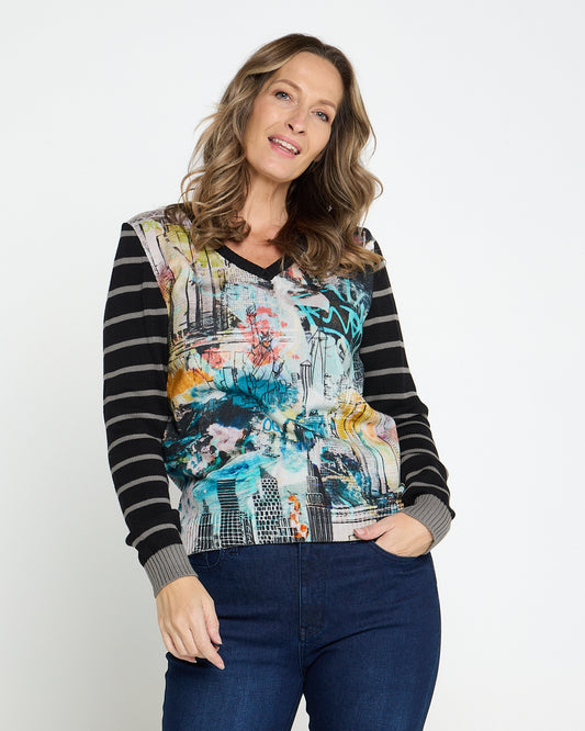 Organic Cotton Digital Print Knit - New York