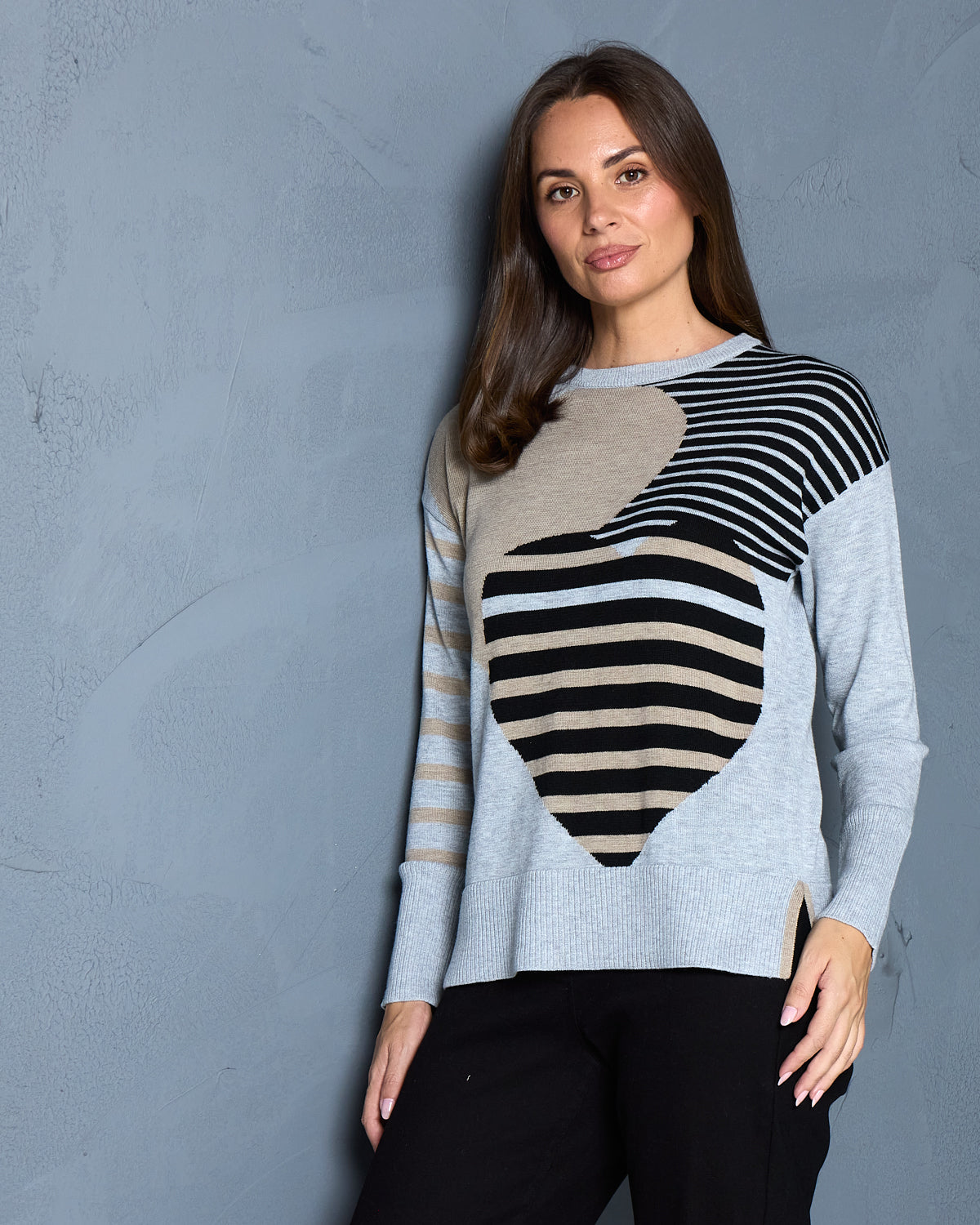 Remi Patchwork Heart Knit Sweater