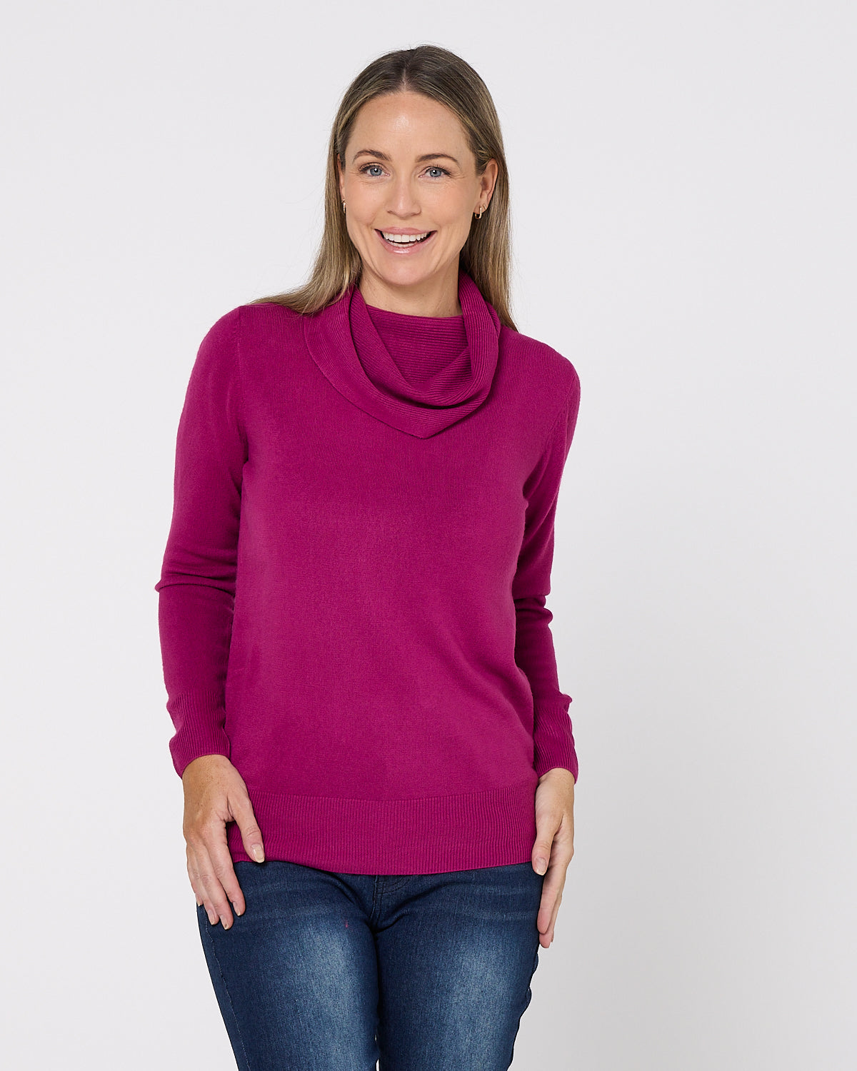 Women's Cerise Cowl Neck Knit Sweater Soft Winter – TULIO Fashion
