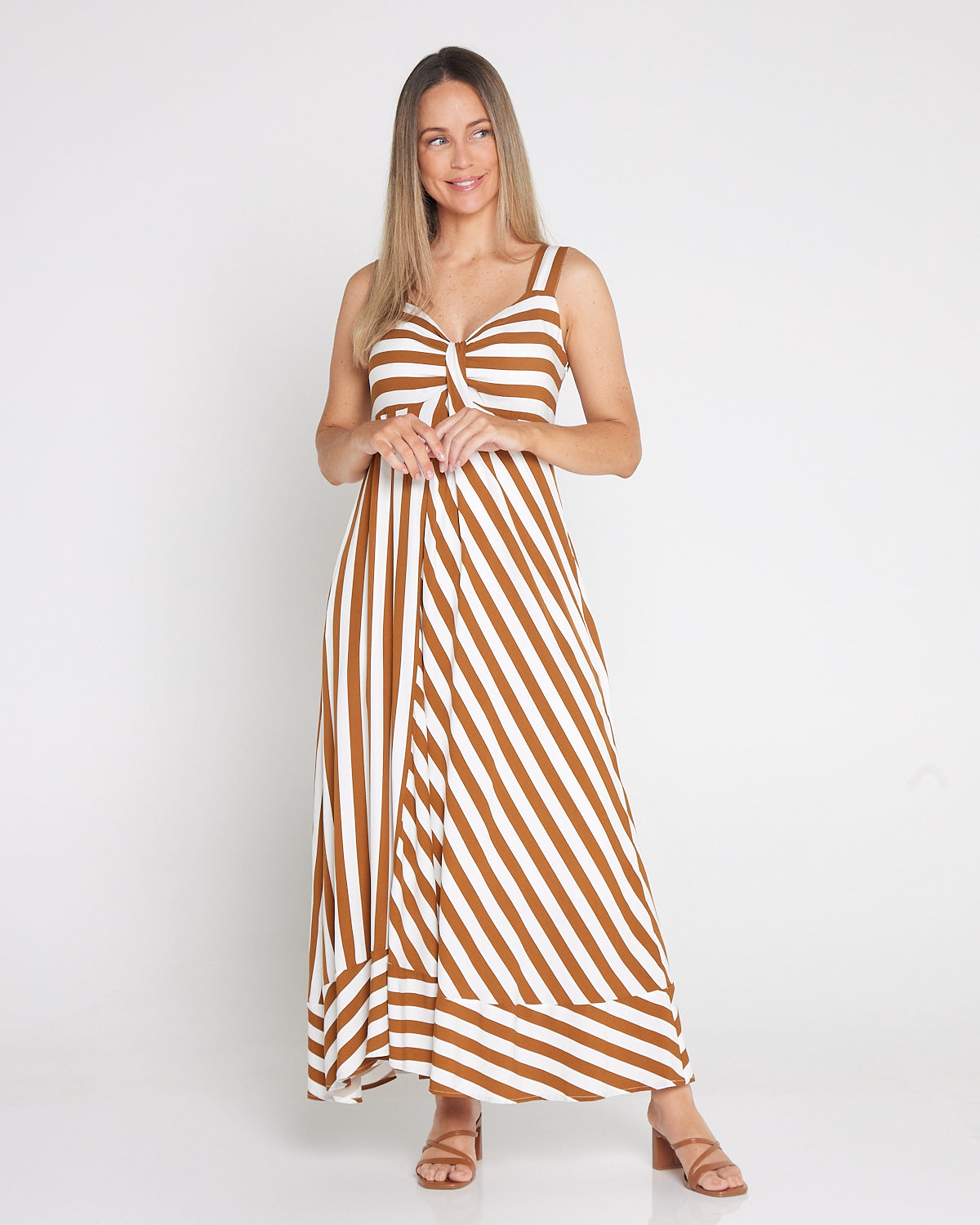 eb&ive Treville Stripe Maxi Dress – Caramel