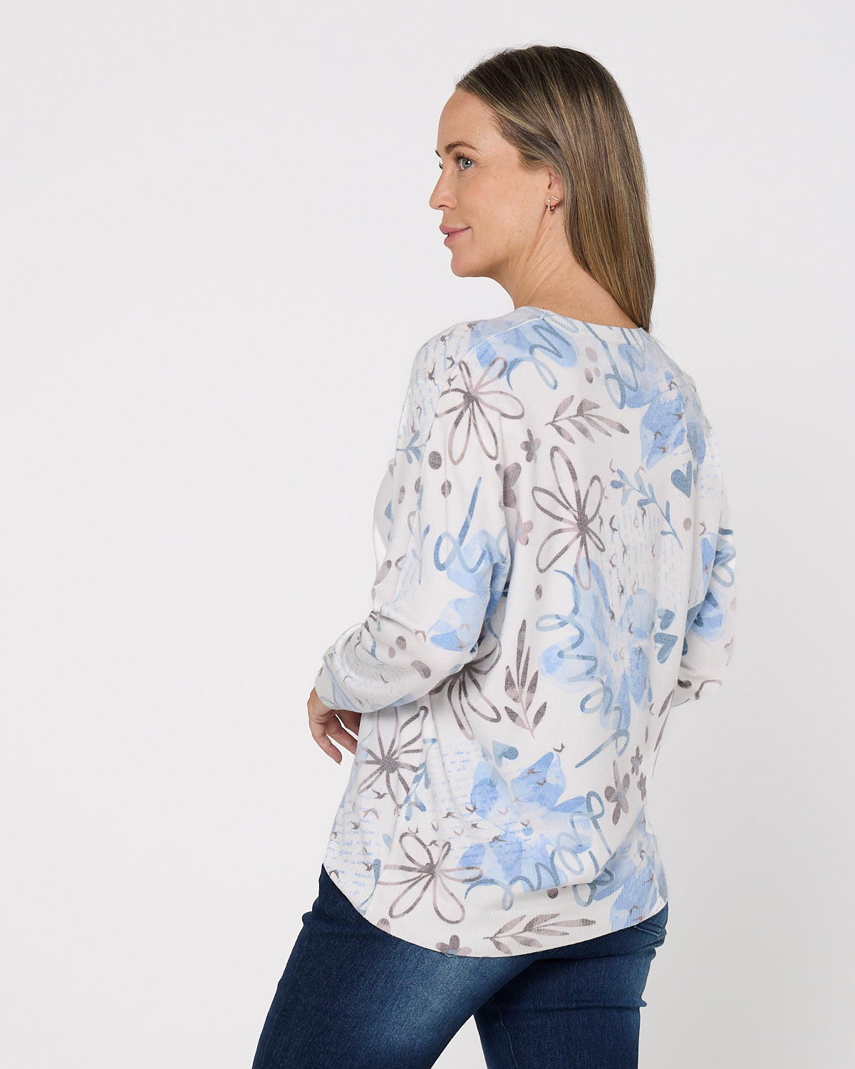 Swindon Knit - Blue Script Floral