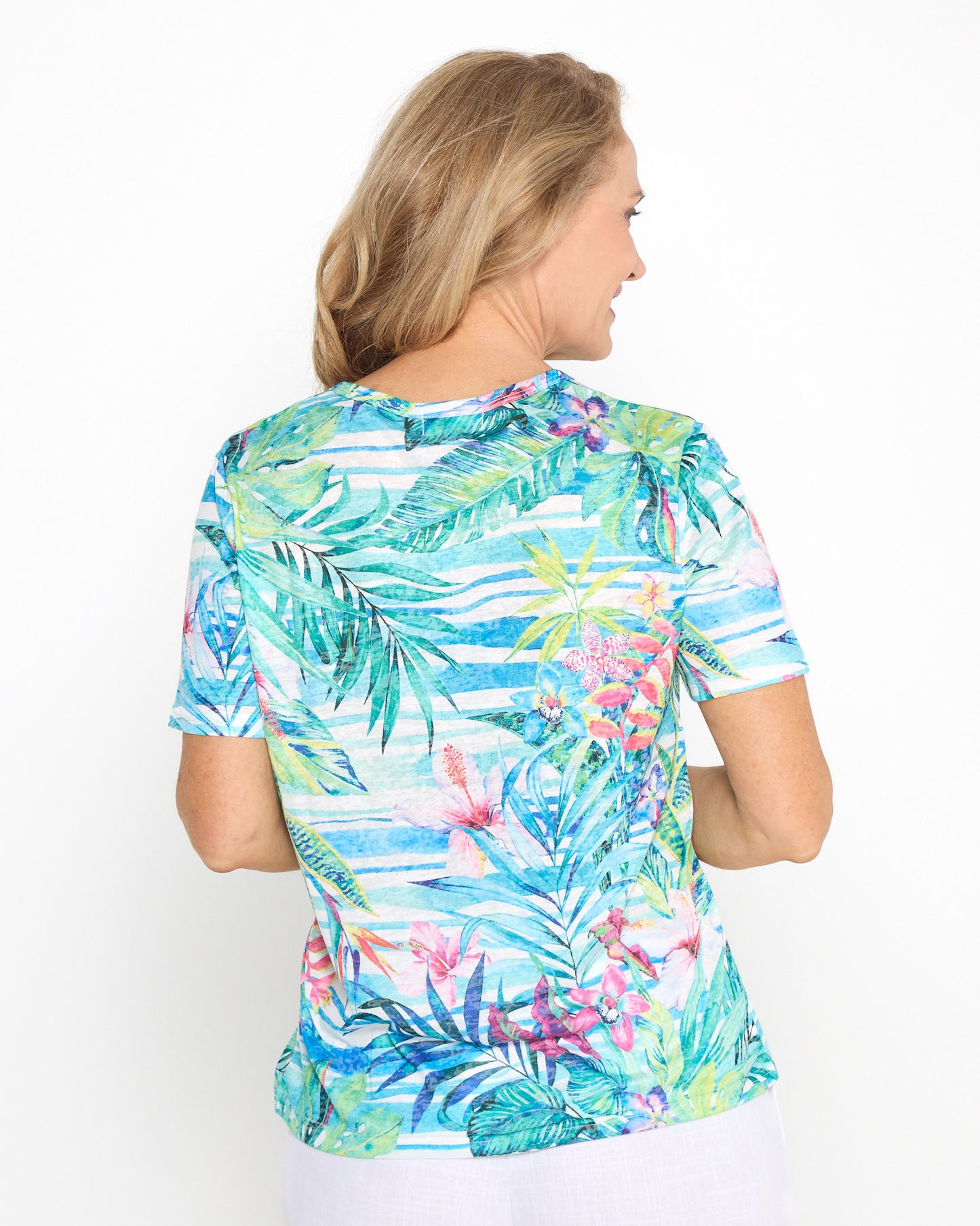 Callie Burnout Tee - Aqua Palm