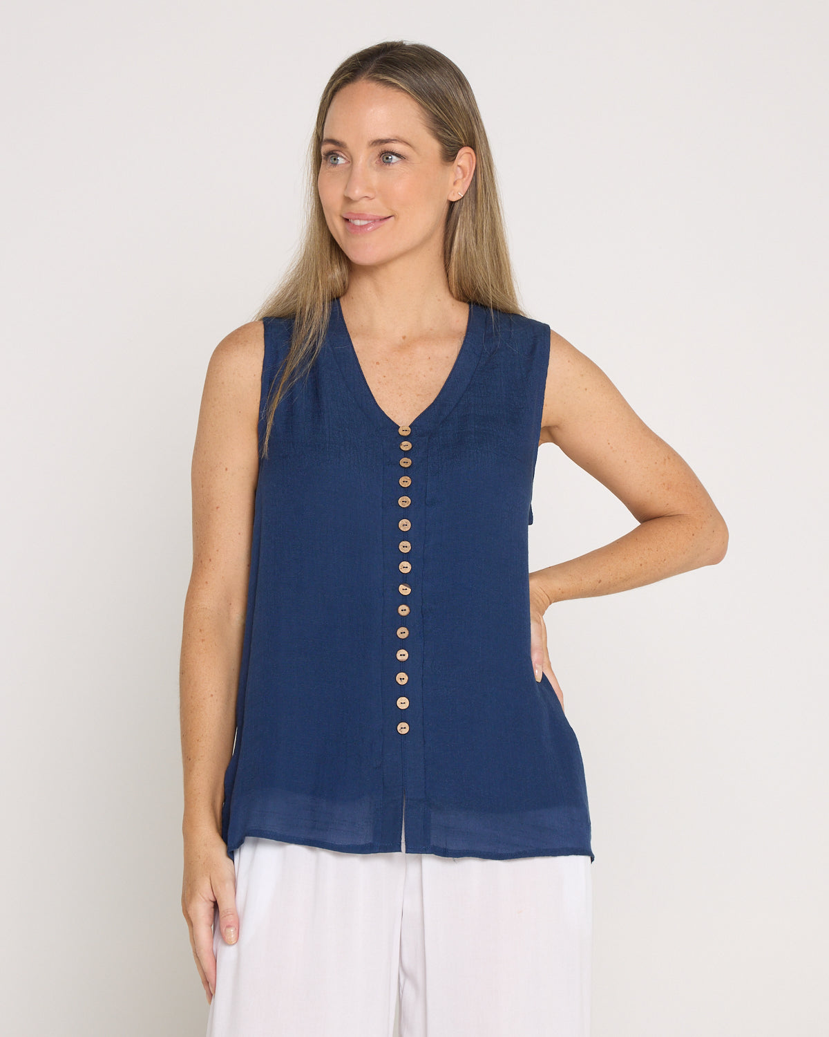 Gemma Sleeveless Top - Navy