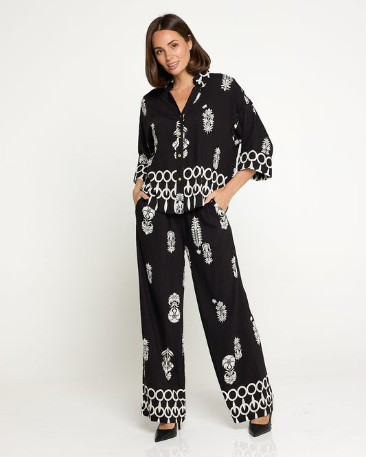 Santorini Top & Pants - Black/Motif