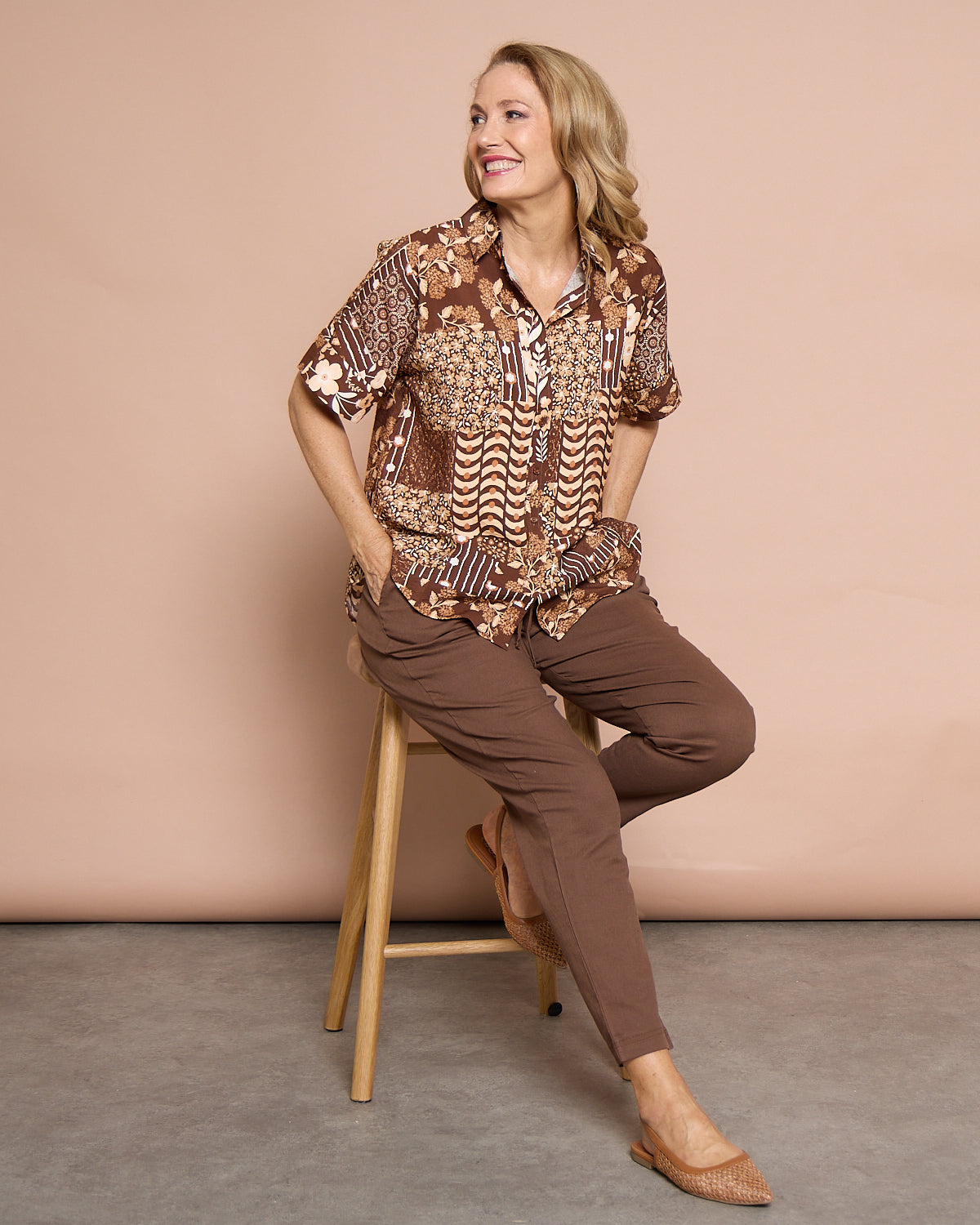 Kyoto Shirt - Brown Patchwork