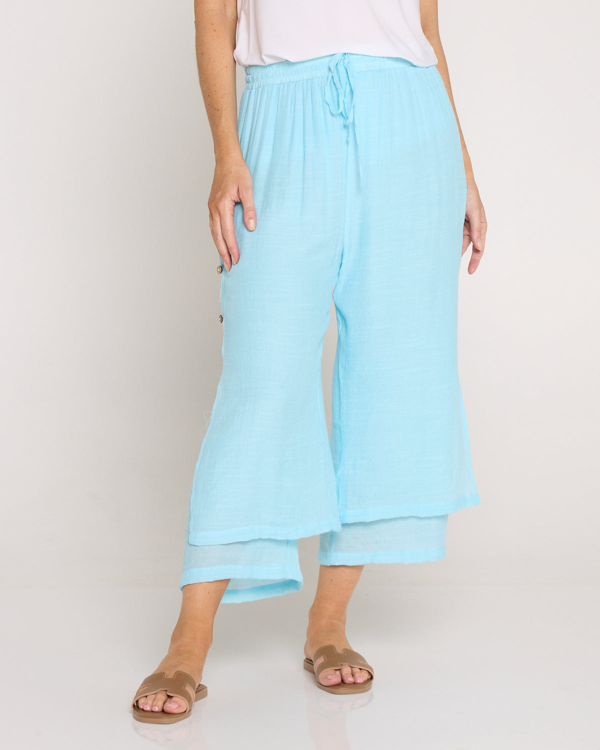 Liana Cropped Pants - Baby Blue | Mature Women's Summer Clothing