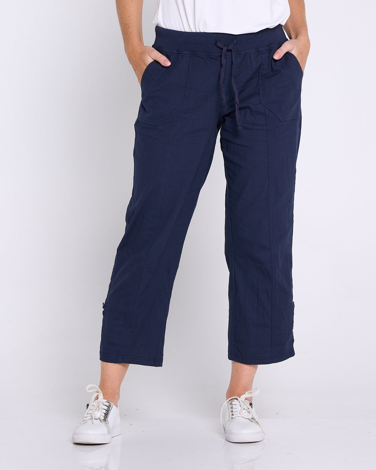Sammy Roll Cuff Capri - Navy