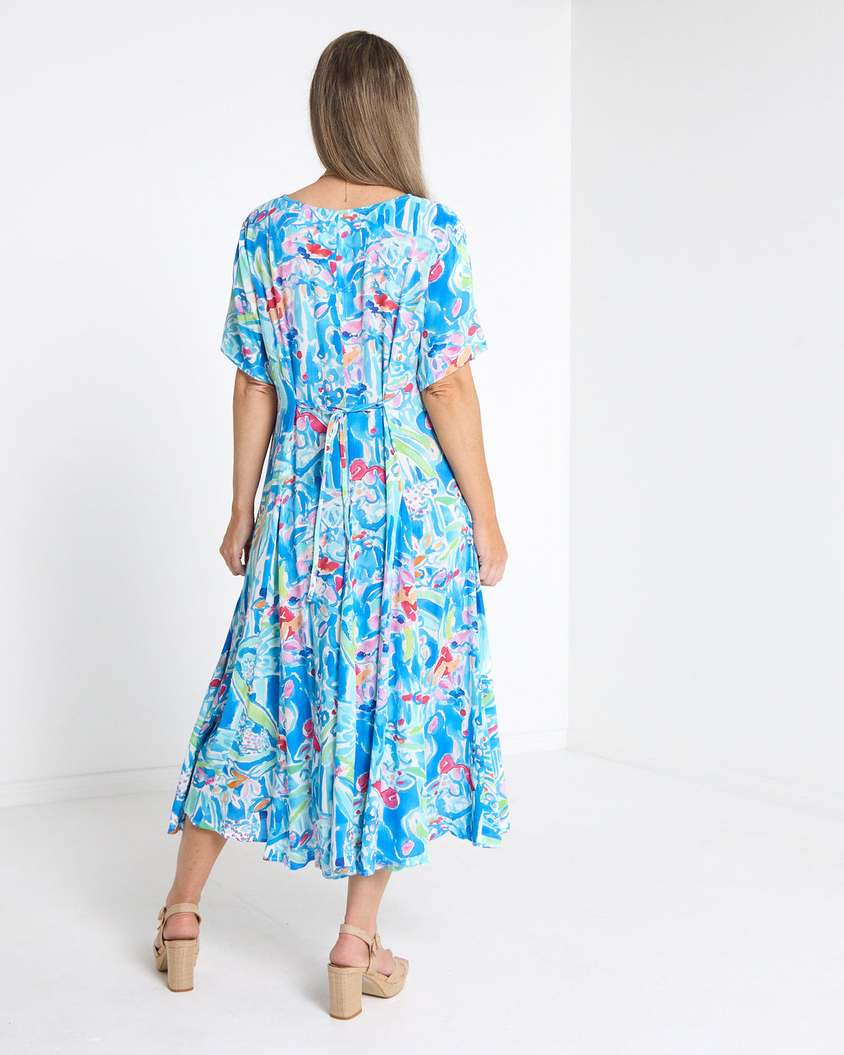 Mileka Midi Dress - Blue Watercolour