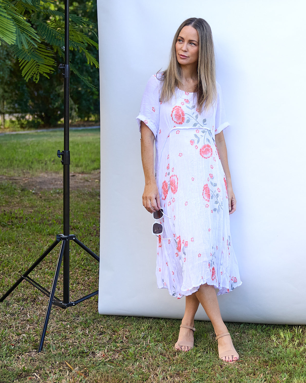 Waterhouse Dress - White/Orange Artisan Floral