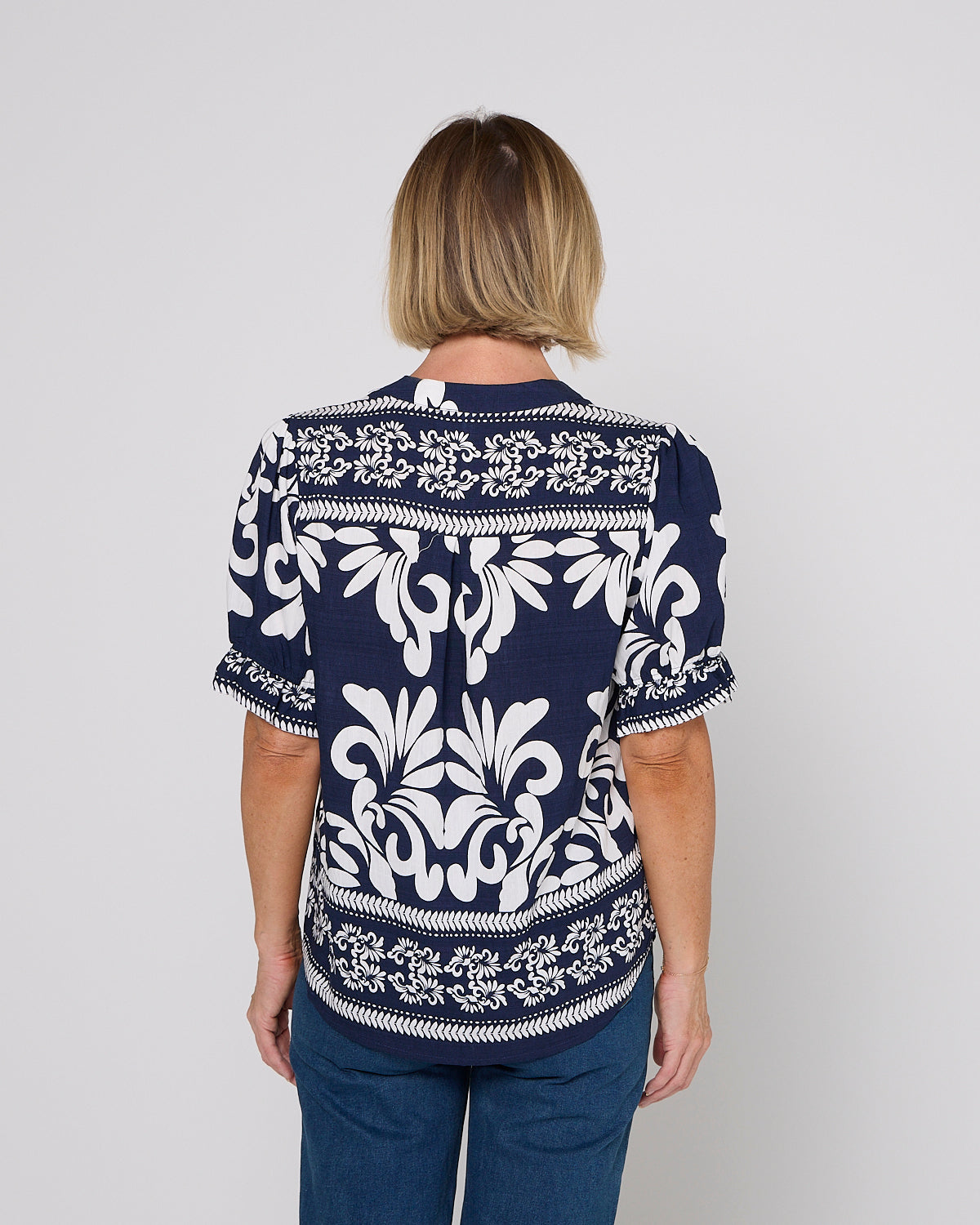 Paulette Top - Riviera Scroll