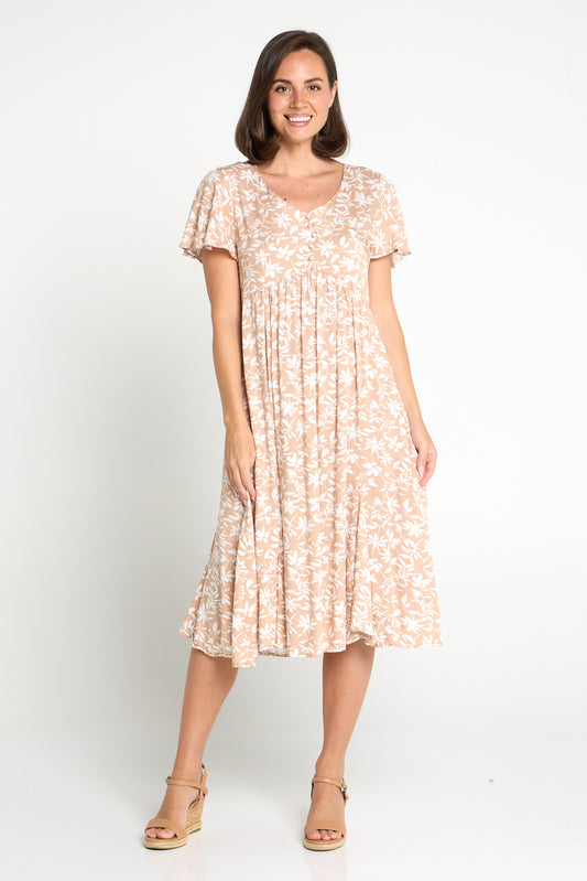 Brighton Dress - Mocha Floral
