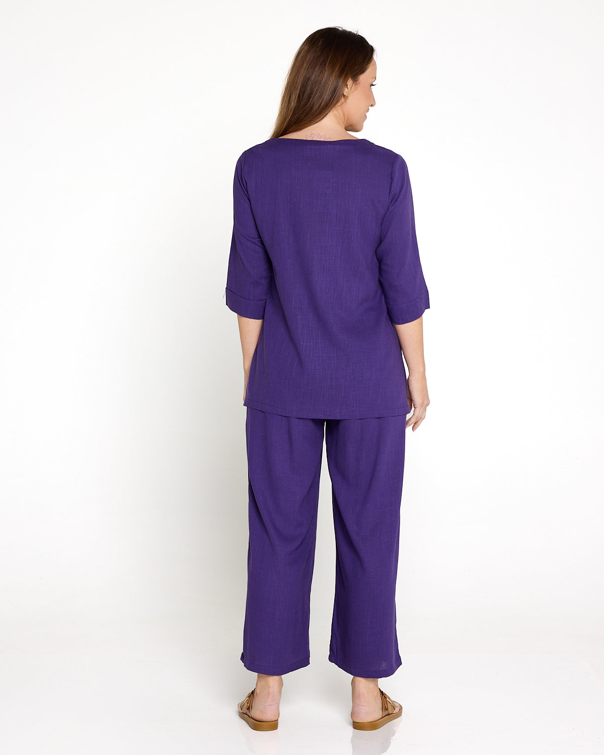Esther Linen Top - Purple