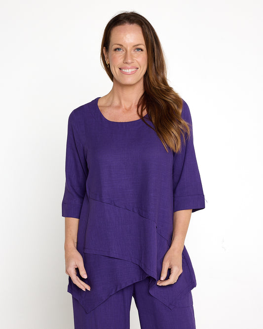 Esther Linen Top - Purple