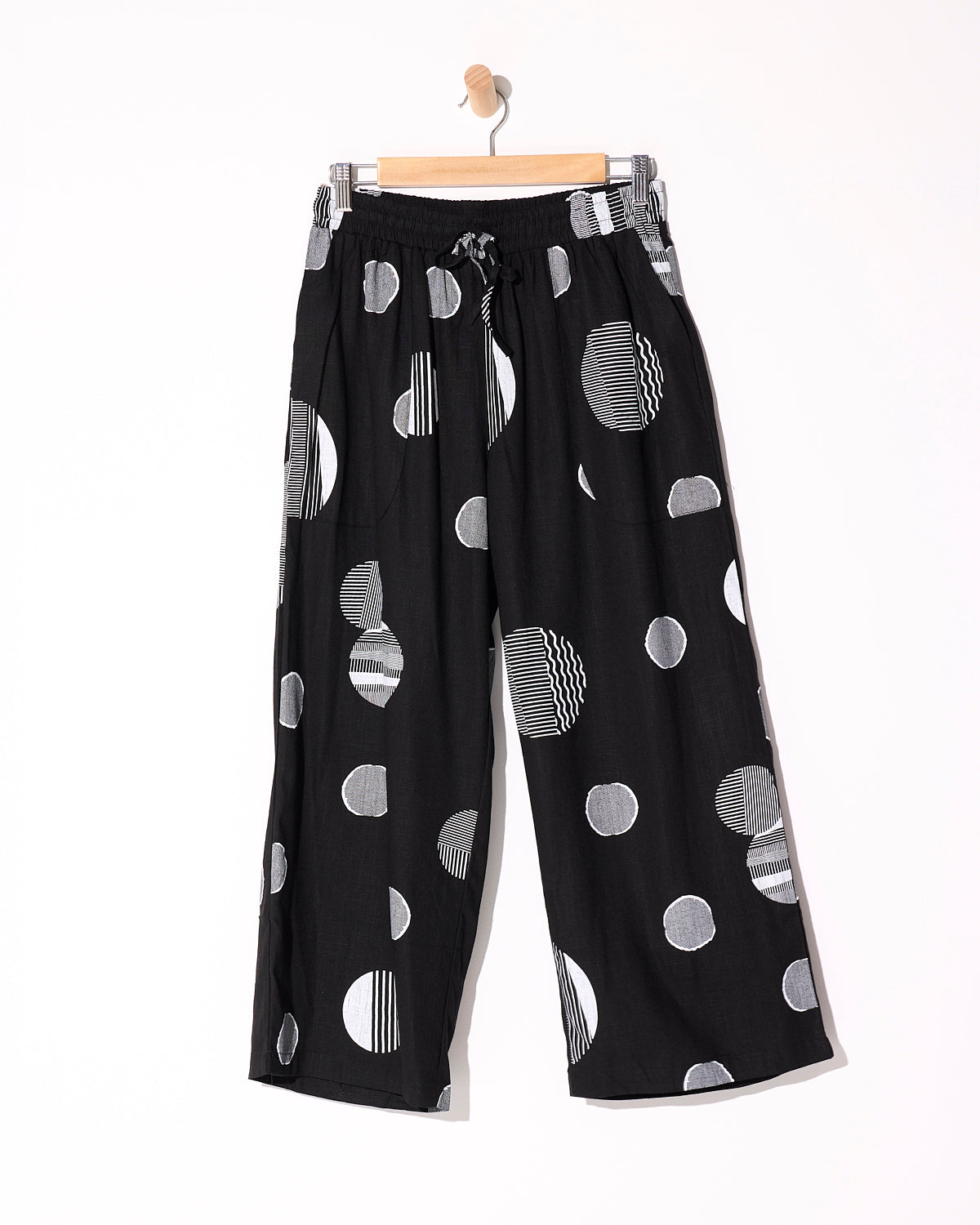 Aiko Linen Pants - Black Sketched Spot
