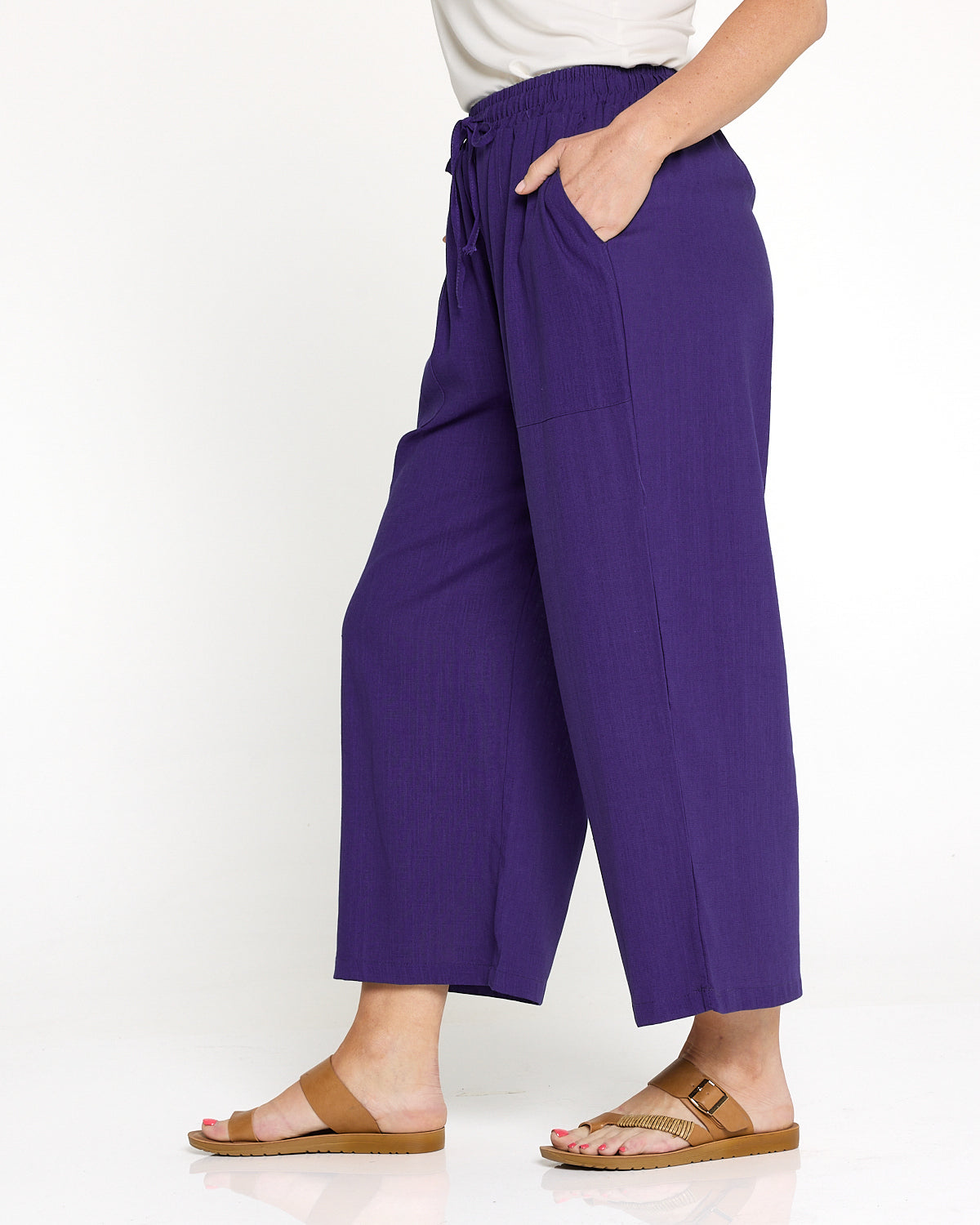 Mahri Linen Top & Aiko Pants - Purple