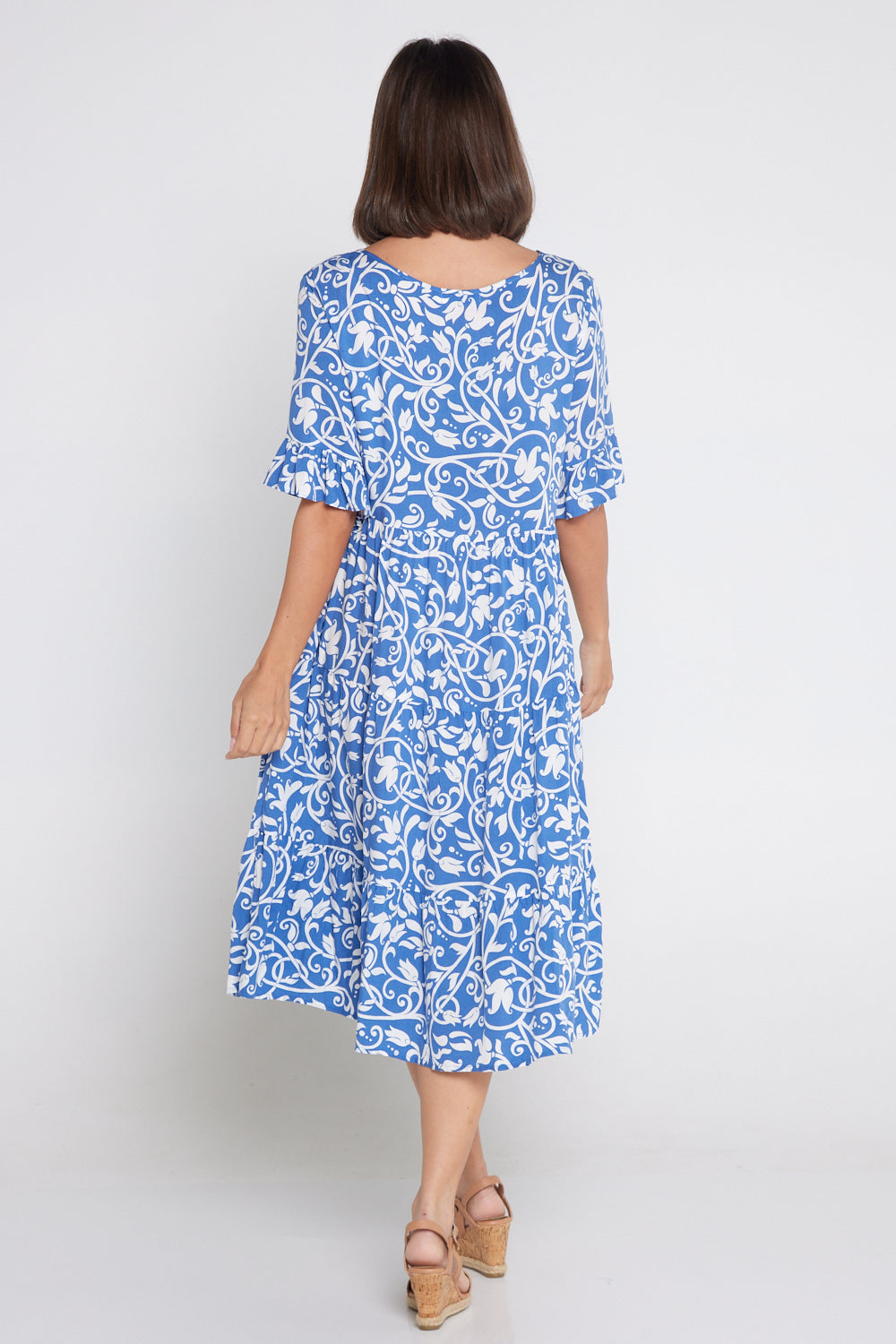 Jackson Dress - Blue/Floral Flourish