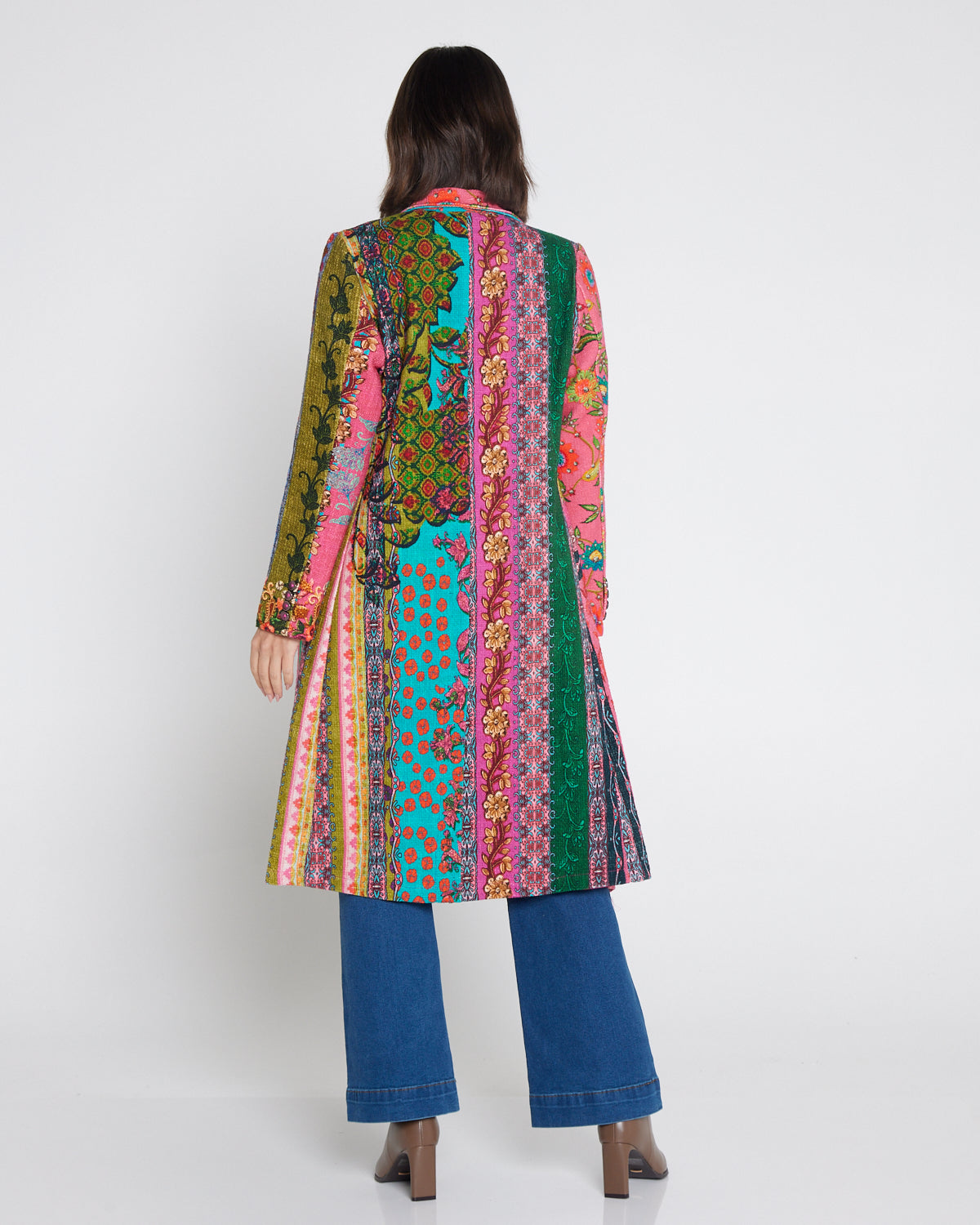 Digital Print Long Cotton Coat - Flora Tapestry