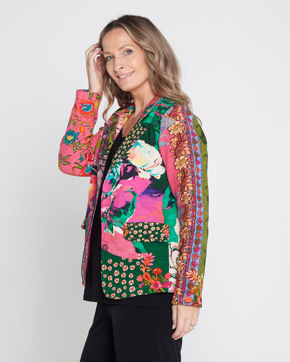 Digital Print Cotton Blazer - Flora Tapestry