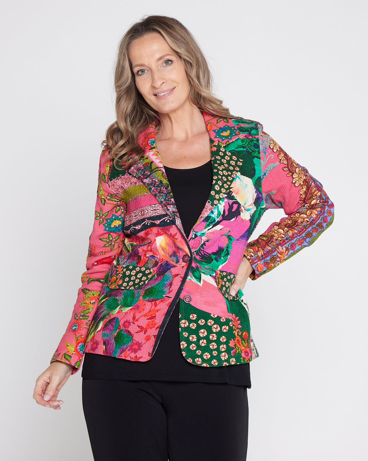 Digital Print Cotton Blazer - Flora Tapestry