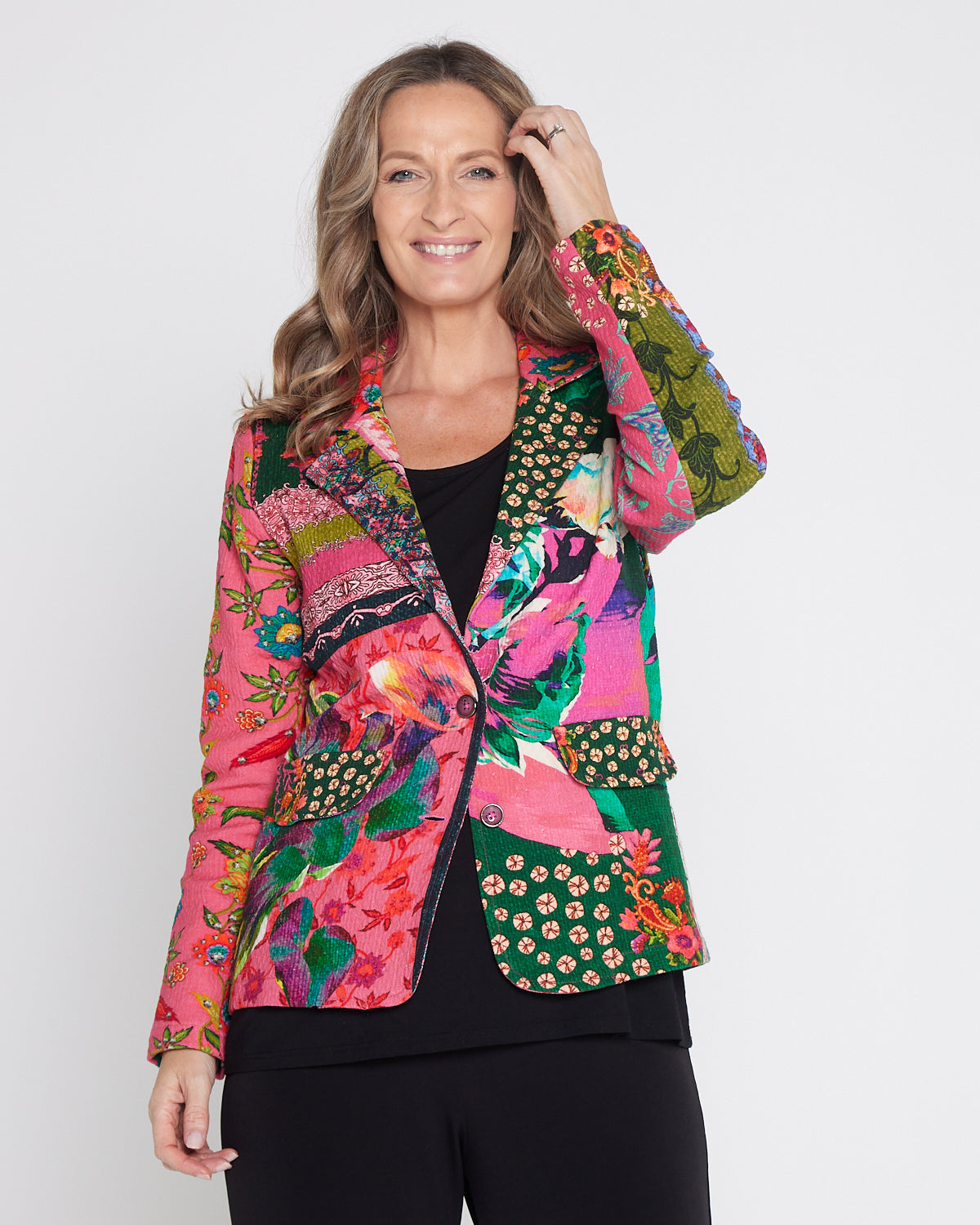 Digital Print Cotton Blazer - Flora Tapestry
