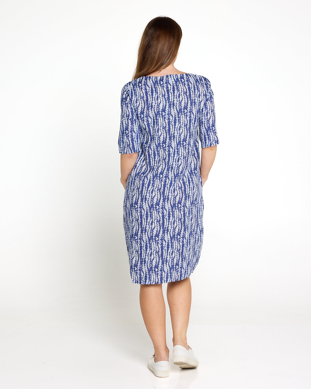 Delphi Pleat Dress – Blue Leaf