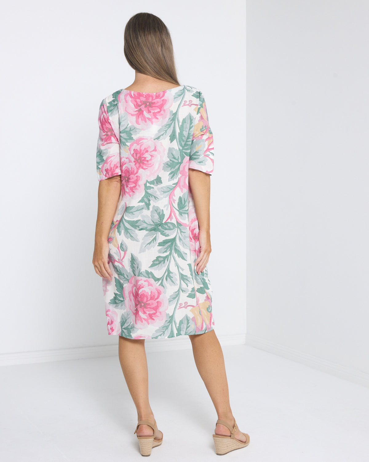 Delphi Pleat Dress - Pink Floral