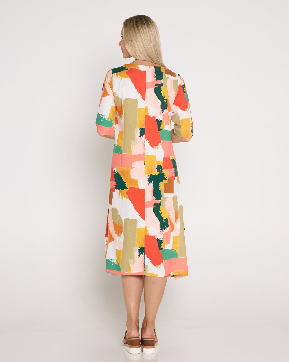 River Linen Dress - Peach Forest