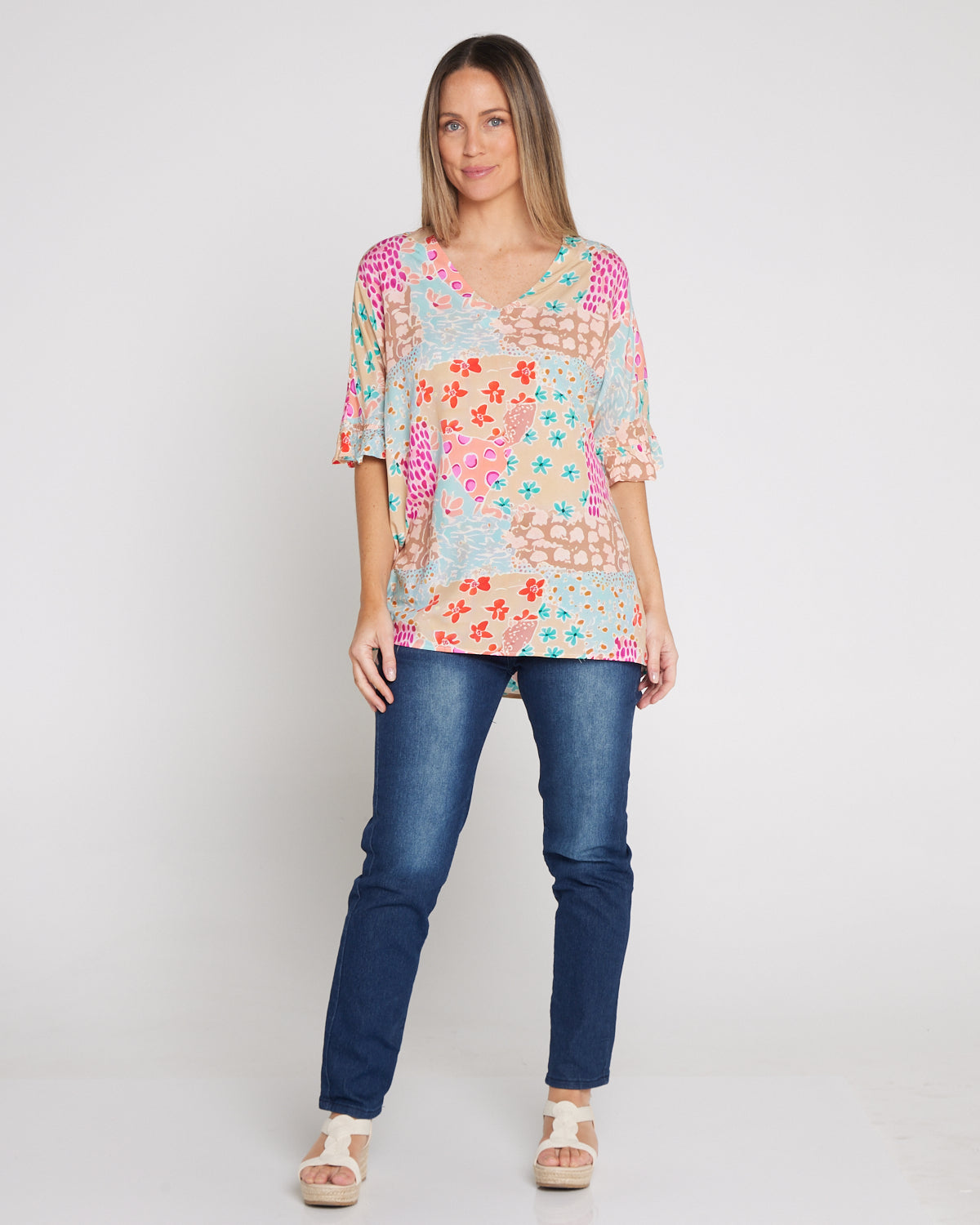 Farren Top - Pastel Floral Collage
