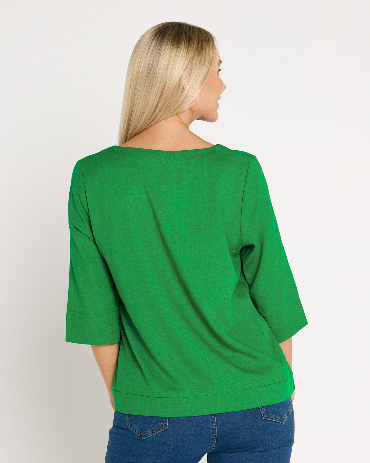 Mahri Linen Top - Emerald Green