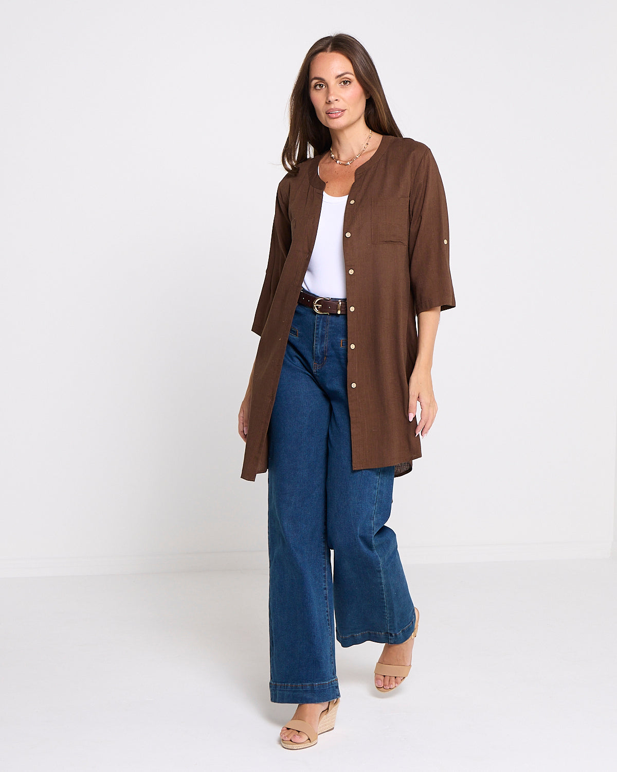 Candace Tunic Shirt - Brown