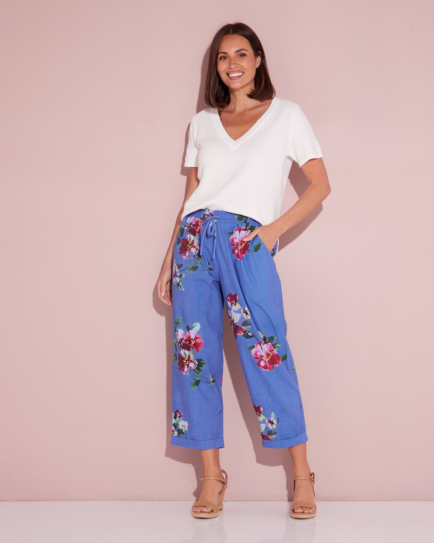 Artemis Waffle Knit Cotton Tee - Ivory White