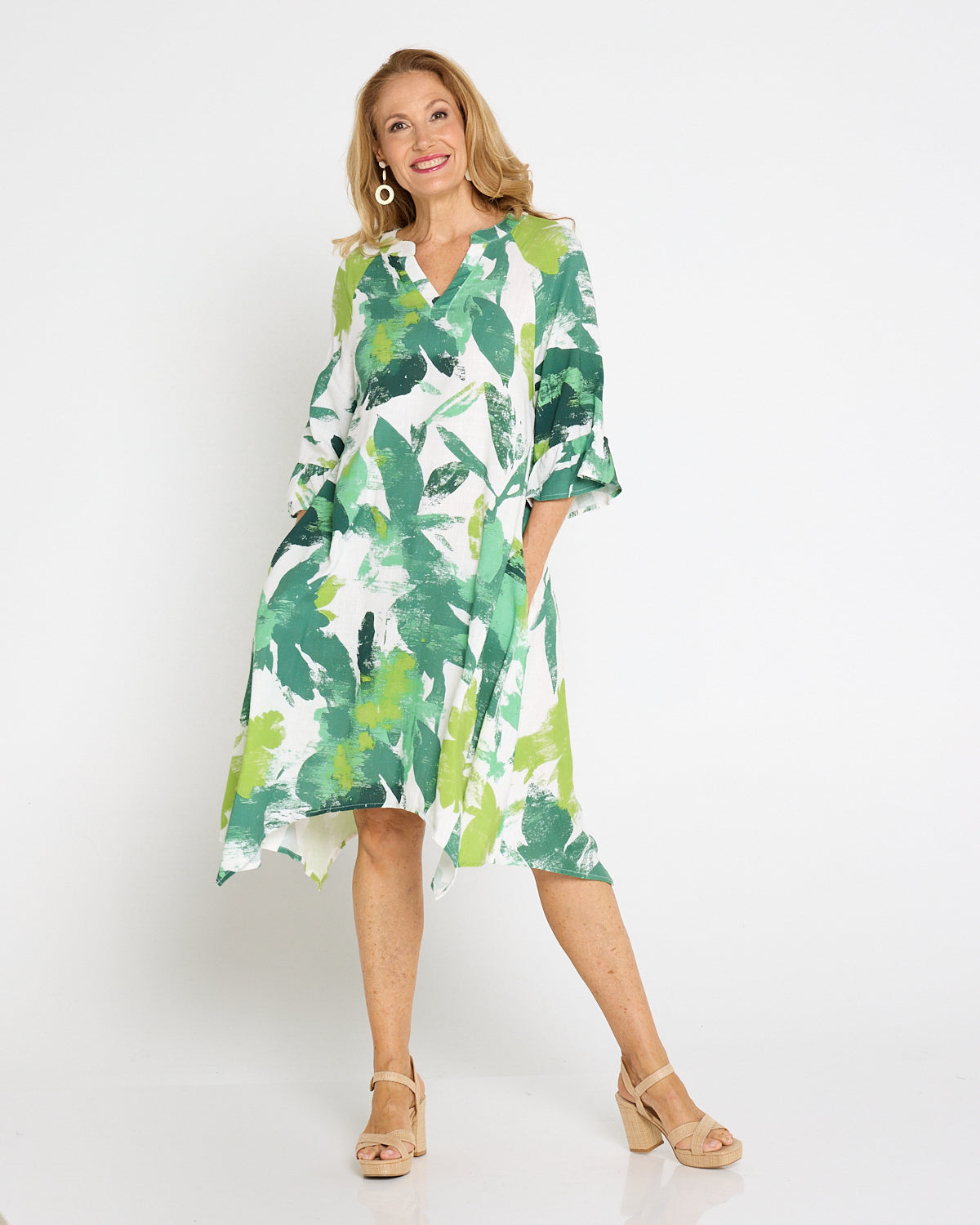 green linen dress australia Fiza Linen Midi Dress