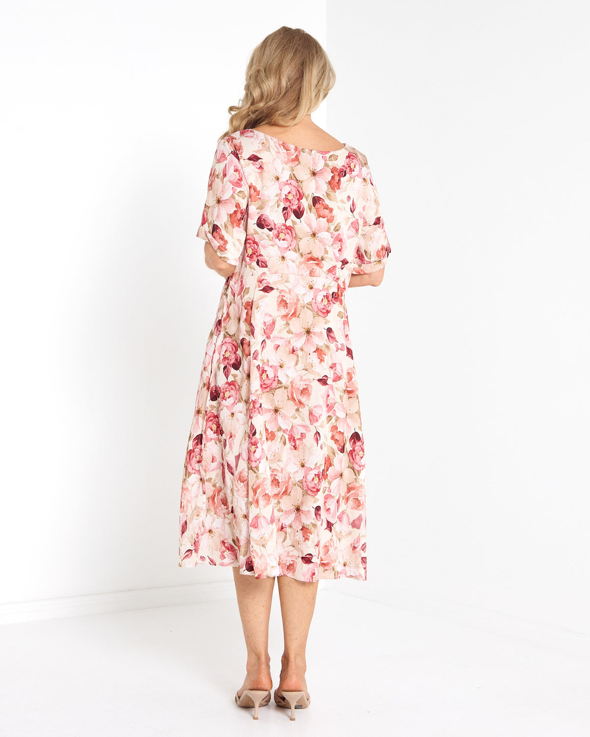 Wellington Dress - Pink Floral: back view
