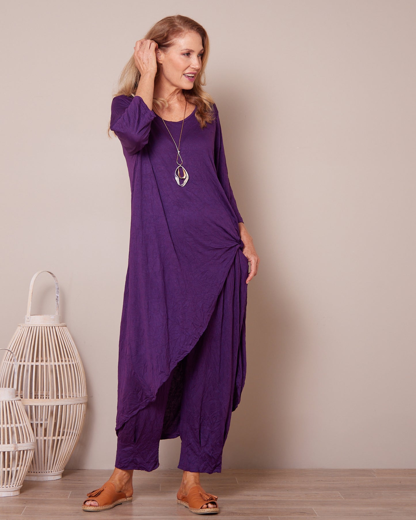 Ayana Cotton Tunic Top - Purple