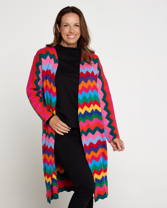 Marrakesh Knit Cardigan - Rainbow Chevron