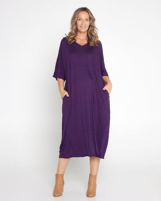 Marla Cotton Dress - Aubergine