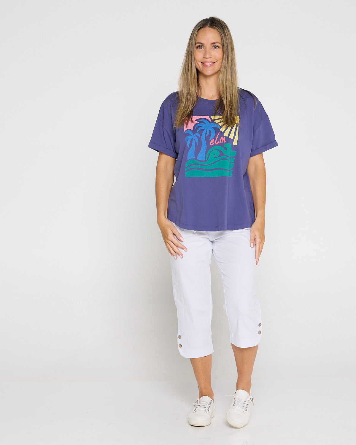 Tropical Nights Tee - Vintage Violet Blue
