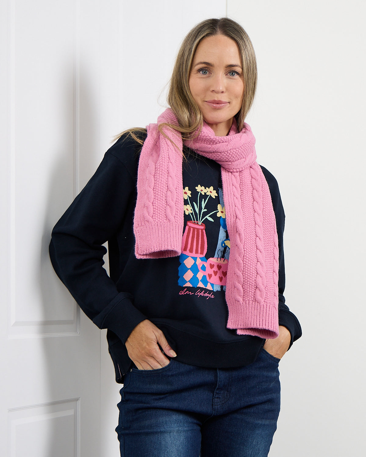 Ashland Scarf & Beanie Set - Pink