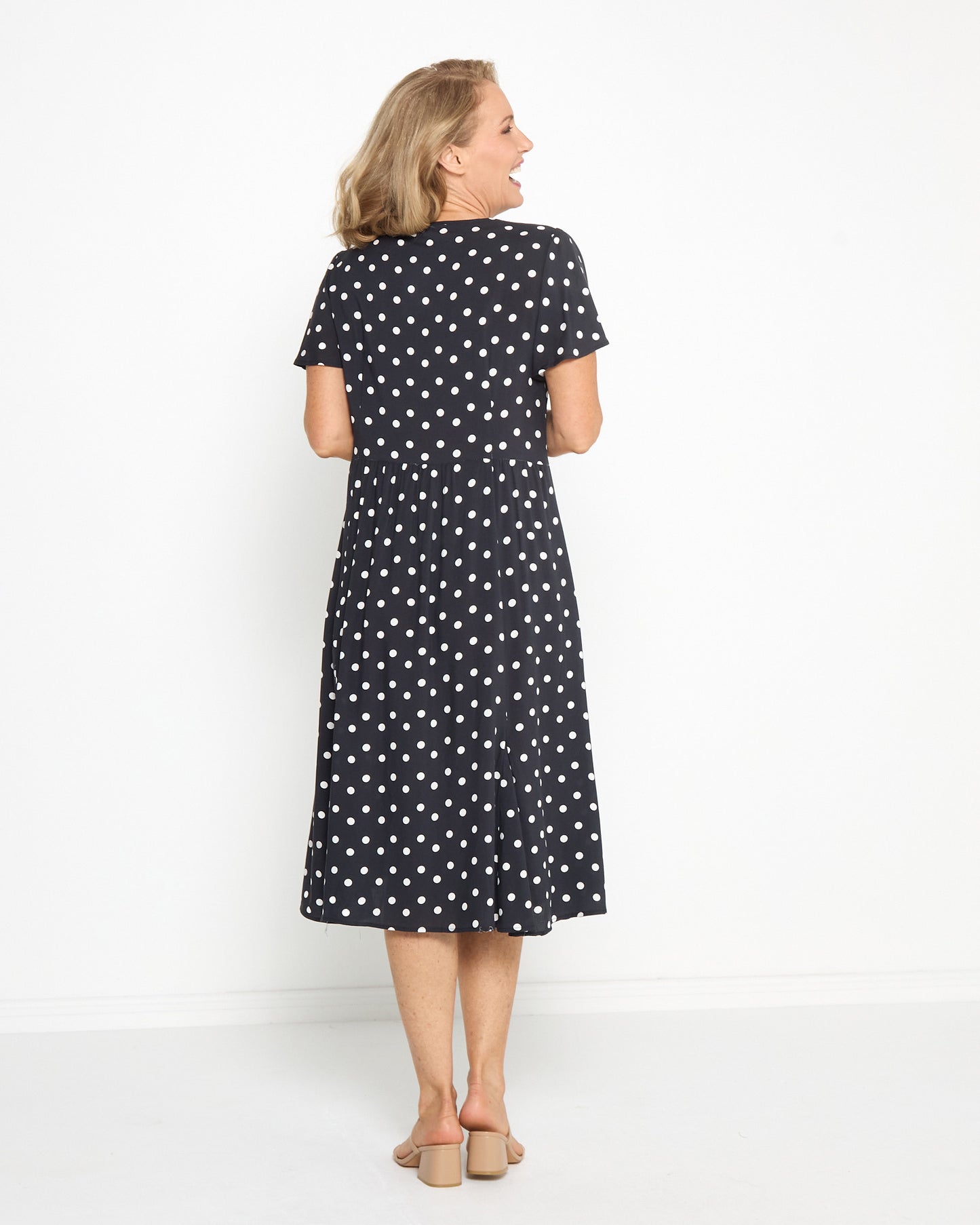 Cornwall Dress - Black & White Spot