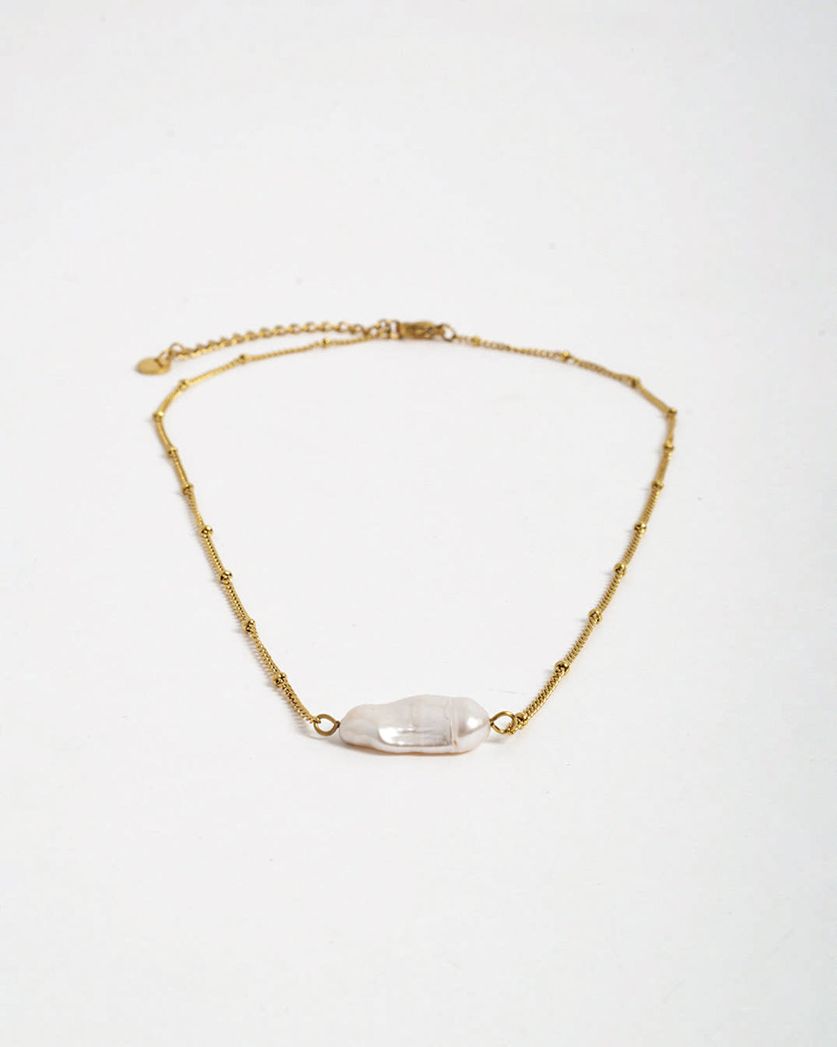 Dainty Chain Pearl Necklace - Gold/Pearl