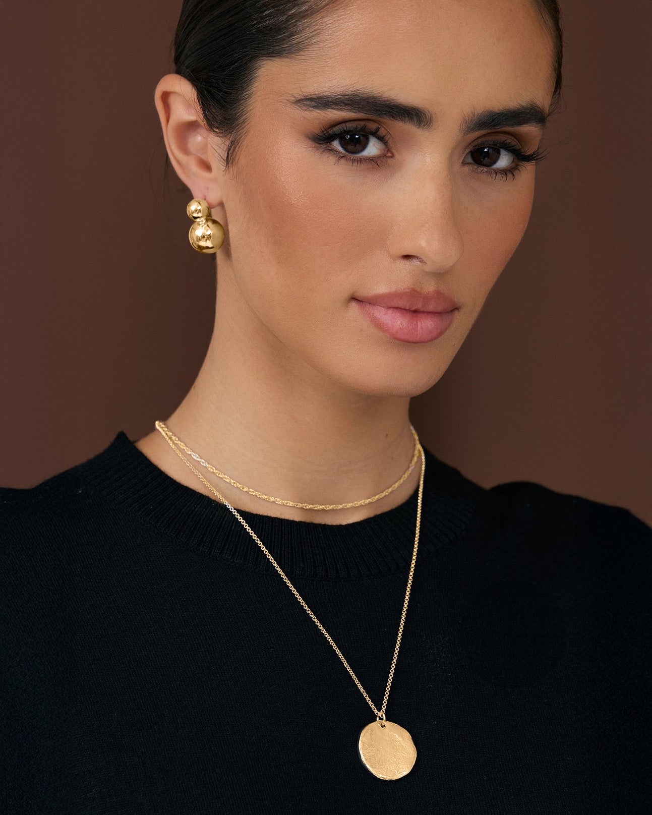 Layered Pendant Drop Necklace Gold – TULIO Fashion
